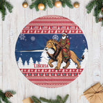Afro Christmas in Liberia Tree Skirt Black Santa Riding Lion - Merry Christmas - African Pride
