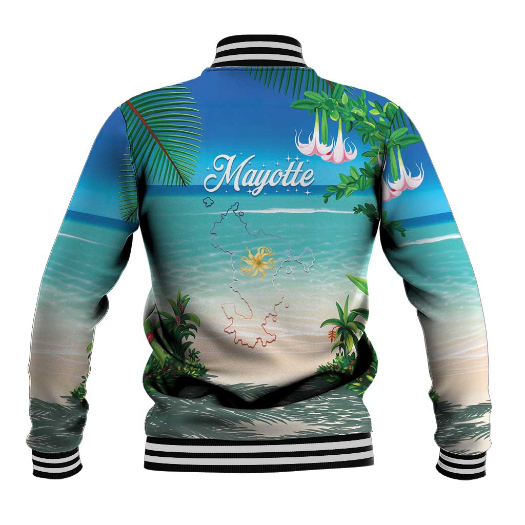 Afro Christmas in Mayotte Baseball Jacket Santa Chill on Tropical Beach - African Pride