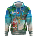 Afro Christmas in Mayotte Hoodie Santa Chill on Tropical Beach - African Pride