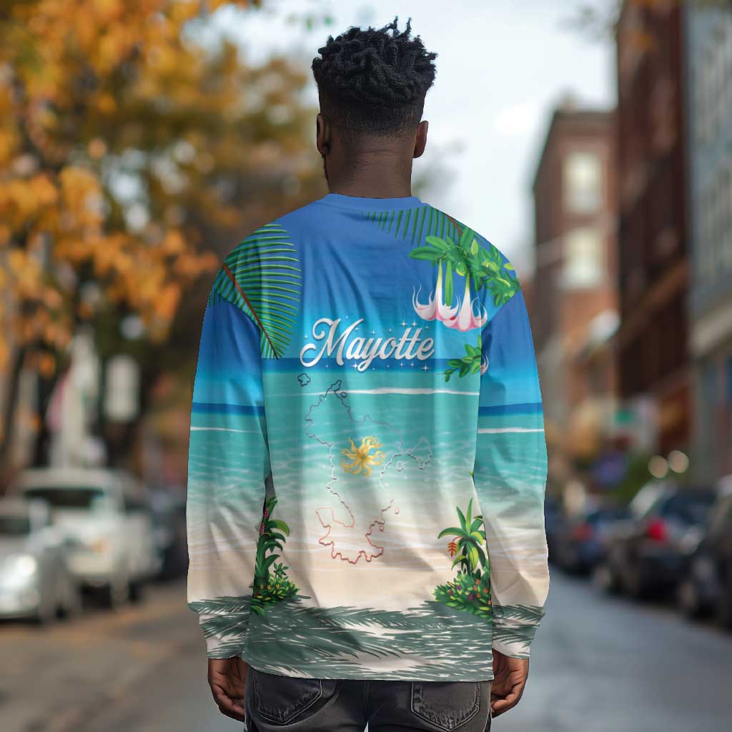 Afro Christmas in Mayotte Long Sleeve Shirt Santa Chill on Tropical Beach - African Pride