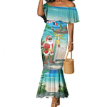 Afro Christmas in Mayotte Mermaid Dress Santa Chill on Tropical Beach - African Pride