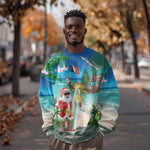 Afro Christmas in Mayotte Sweatshirt Santa Chill on Tropical Beach - African Pride