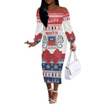 Afro Christmas in Mayotte Personalized Off The Shoulder Long Sleeve Dress Joyeux Noel - African Pride