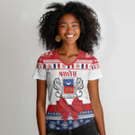 Afro Christmas in Mayotte Personalized Women V-Neck T-Shirt Joyeux Noel - African Pride