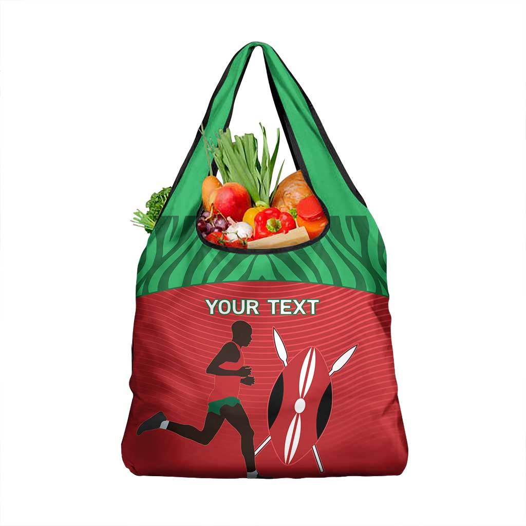 Custom Afro Athletics Kenya Grocery Bag Kenyan Runner - Maasai Shield