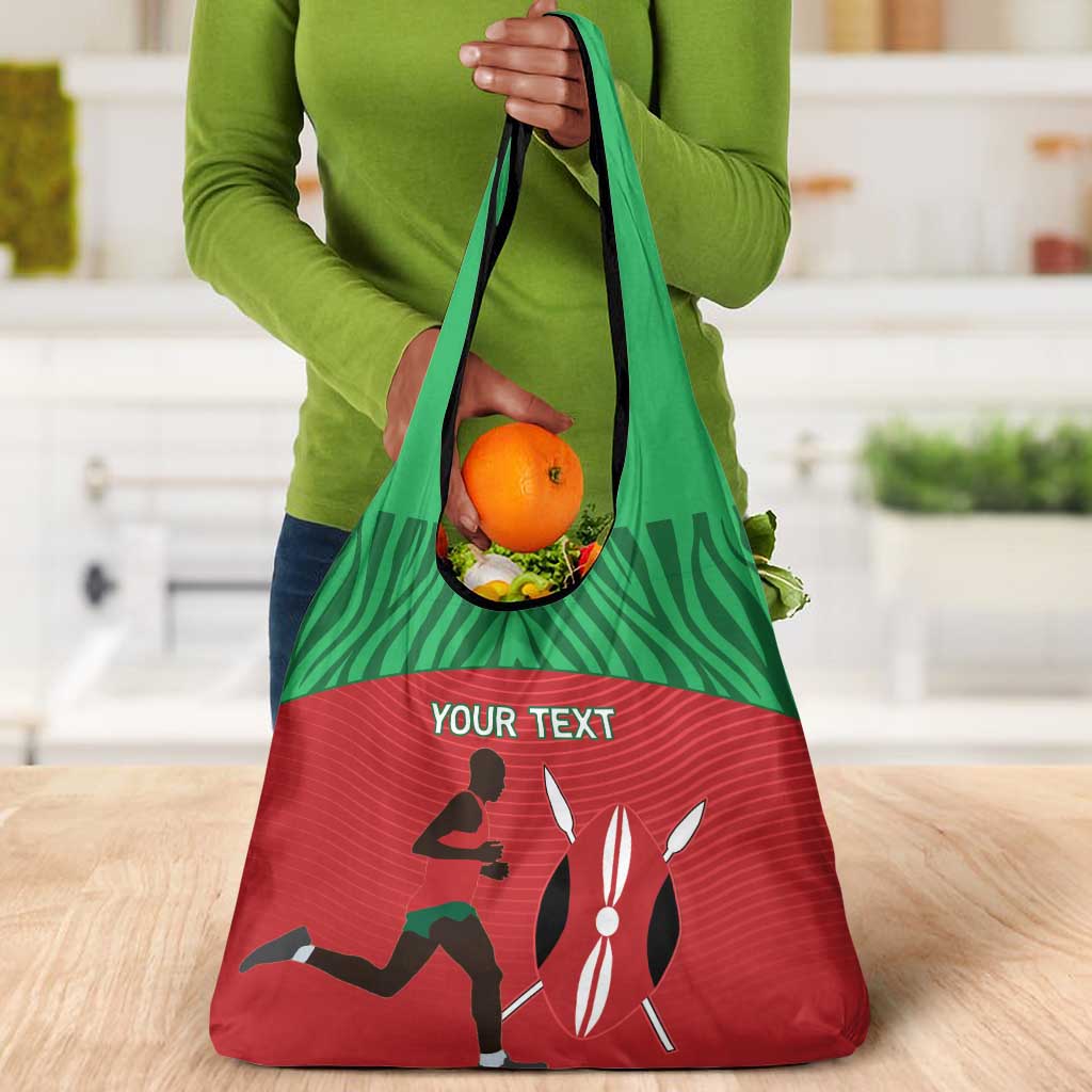 Custom Afro Athletics Kenya Grocery Bag Kenyan Runner - Maasai Shield
