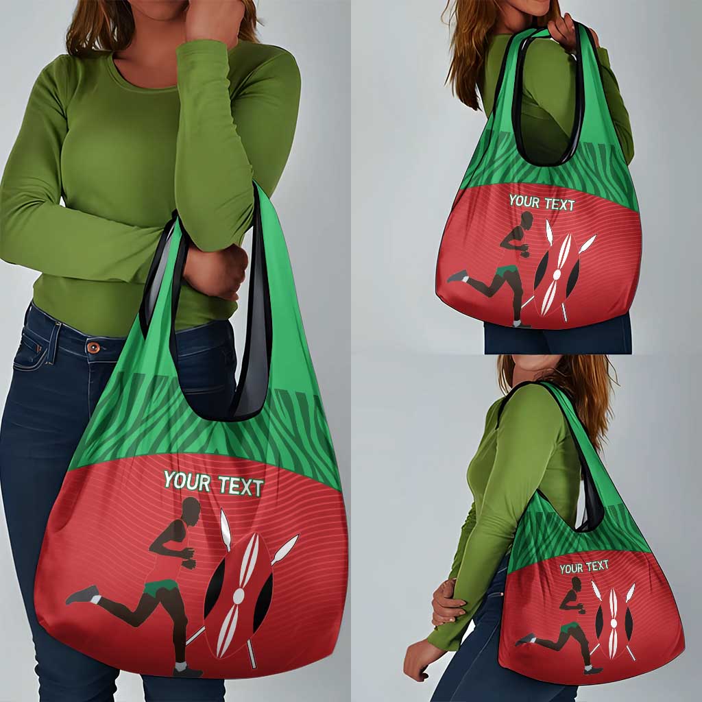 Custom Afro Athletics Kenya Grocery Bag Kenyan Runner - Maasai Shield