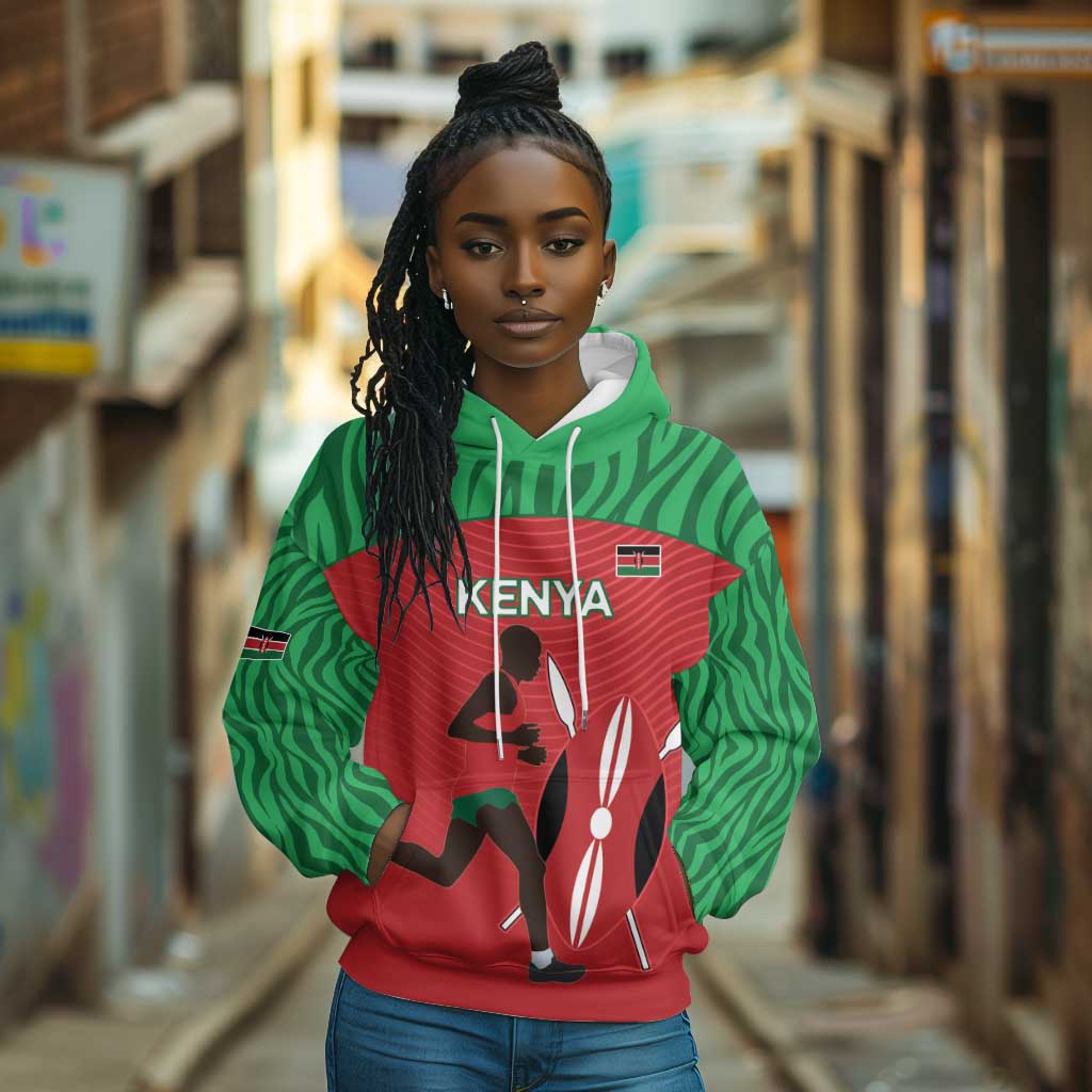 Custom Afro Athletics Kenya Hoodie Kenyan Runner - Maasai Shield