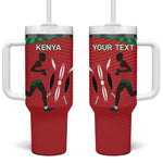 Custom Afro Athletics Kenya Tumbler With Handle Kenyan Runner - Maasai Shield