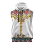 Happy Ethiopian Timkat Sleeveless Zip Hoodie Cross Mix Tilet Pattern - African Pride