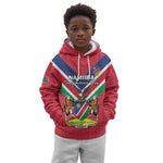 Personalised Namibia Kid Hoodie Coat Of Arms With Flag Map - Happy Independence Day