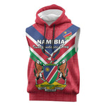 Personalised Namibia Sleeveless Hoodie Coat Of Arms With Flag Map - Happy Independence Day - African Pride