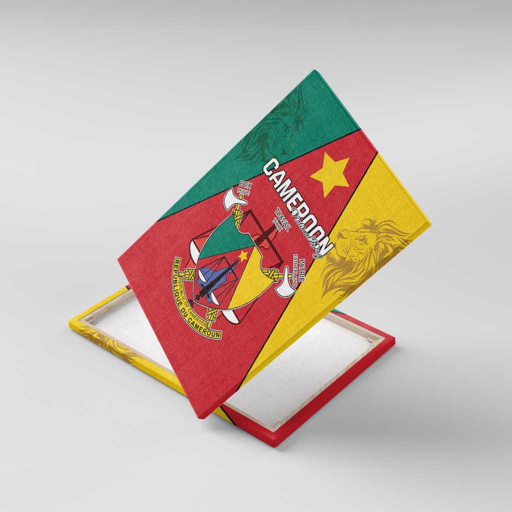 Cameroon National Day Canvas Wall Art Lion Mix Coat Of Arms Style