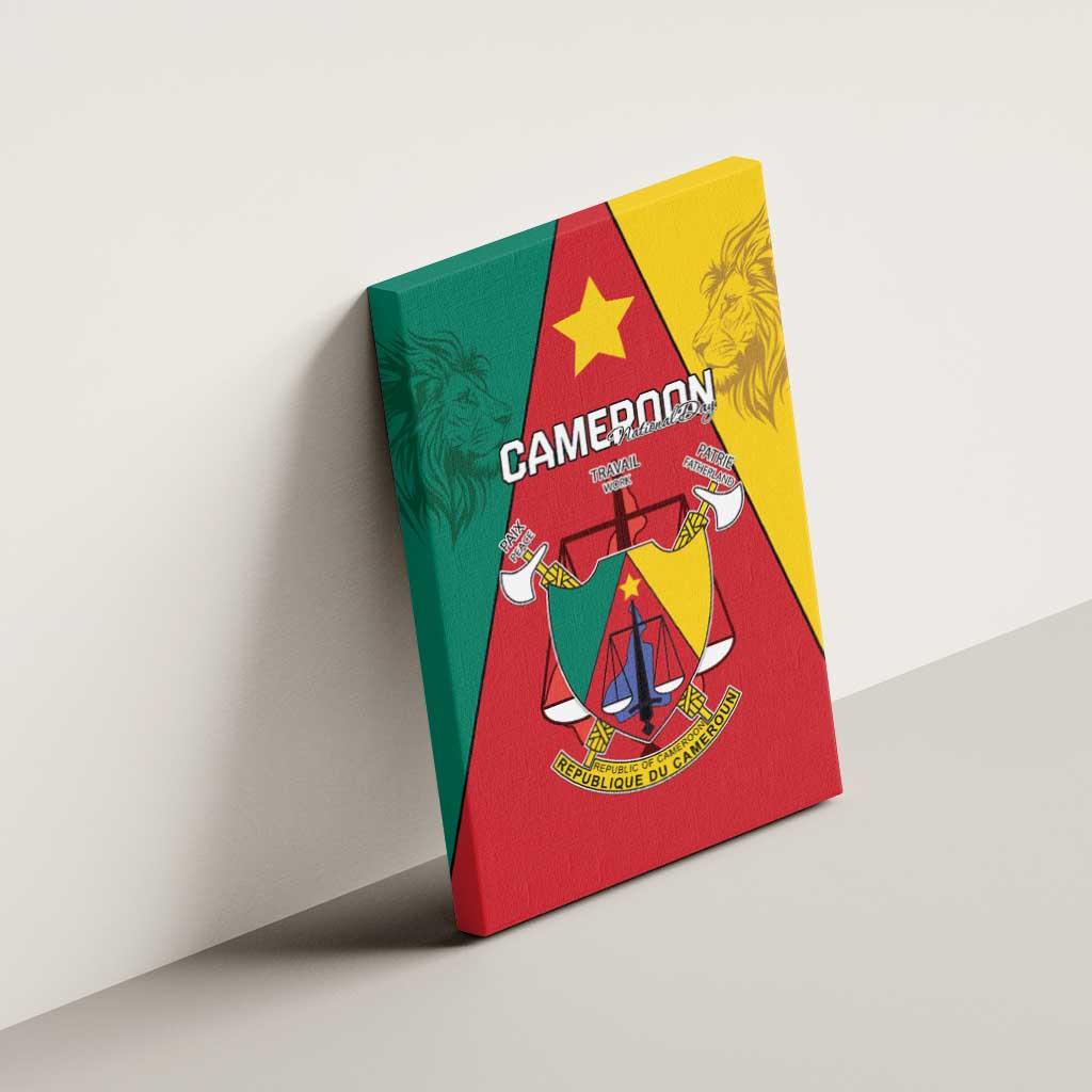 Cameroon National Day Canvas Wall Art Lion Mix Coat Of Arms Style