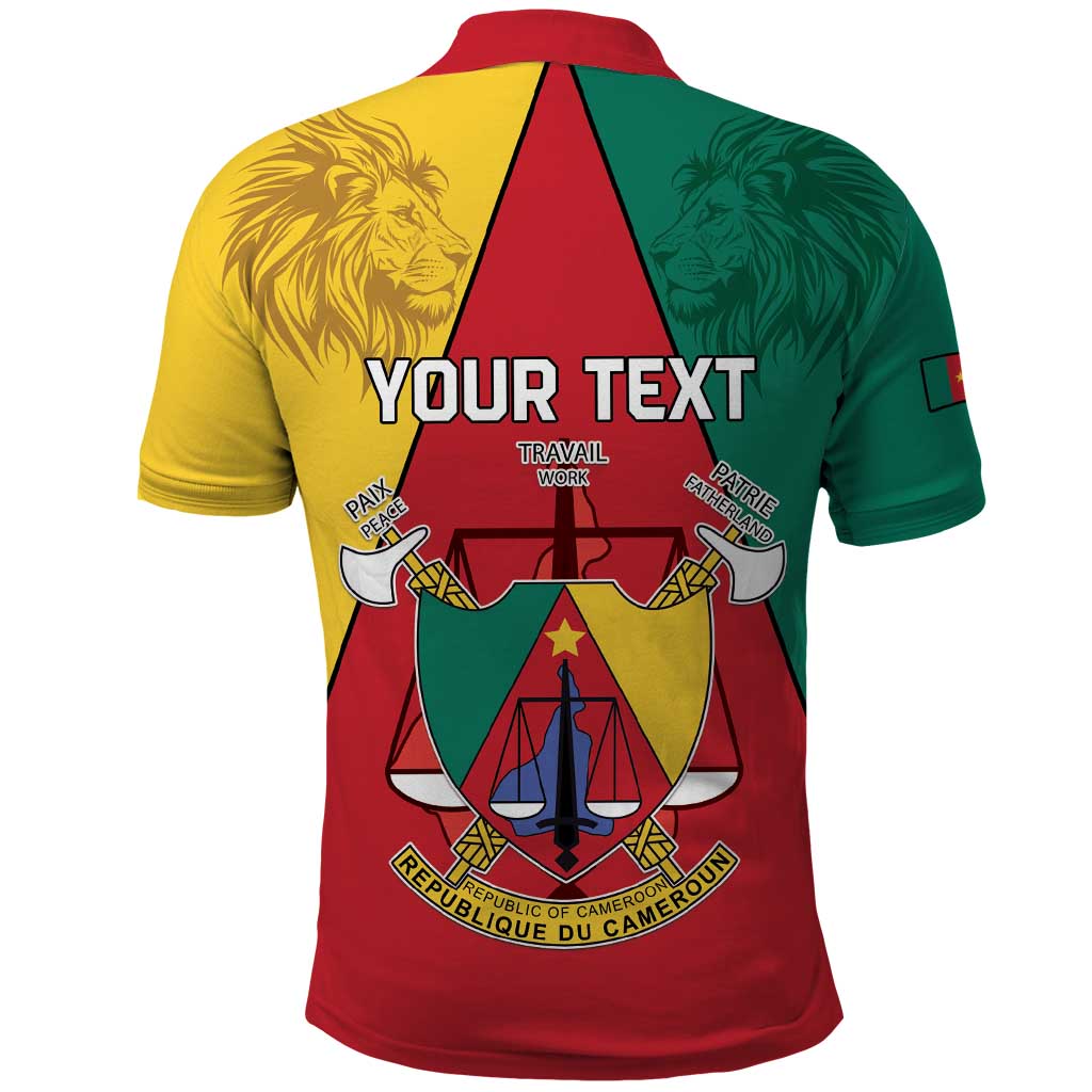 Personalised Cameroon National Day Polo Shirt Lion Mix Coat Of Arms Style