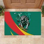 Personalised Happy Cameroon National Day Rubber Doormat Lion With Coat Of Arms - Curve Style