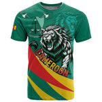 Personalised Happy Cameroon National Day T shirt Lion With Coat Of Arms - Curve Style