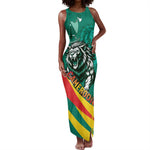 Personalised Happy Cameroon National Day Tank Maxi Dress Lion With Coat Of Arms - Curve Style