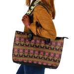 Toghu Cameroon Leather Tote Bag Traditional Pattern