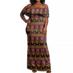 Toghu Cameroon Off Shoulder Maxi Dress Traditional Pattern