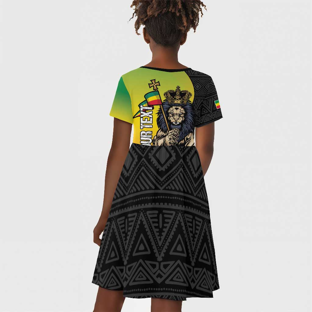 Personalized Ethiopia Kid Short Sleeve Dress Happy National Day