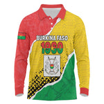 Personalized Happy Burkina Faso Long Sleeve Polo Shirt Independence Day - Bogolan Pattern - African Pride