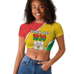 Personalized Happy Burkina Faso Raglan Cropped T shirt Independence Day - Bogolan Pattern - African Pride