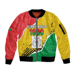 Personalized Happy Burkina Faso Sleeve Zip Bomber Jacket Independence Day - Bogolan Pattern - African Pride