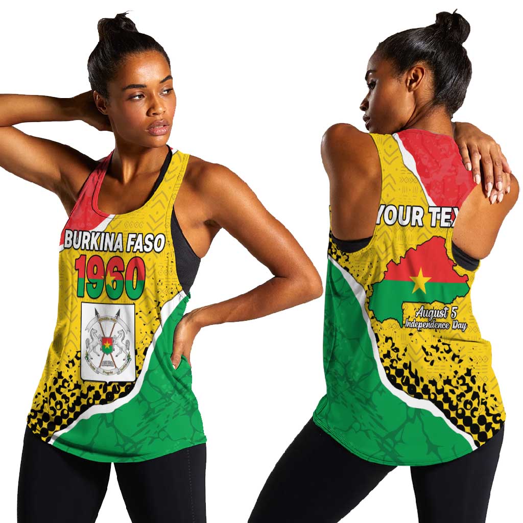 Personalized Happy Burkina Faso Women Racerback Tank Independence Day - Bogolan Pattern - African Pride