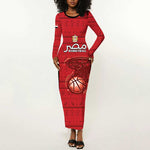 Afro Basketball Custom Egypt Long Sleeve Bodycon Dress Come On Pharaohs - African Pride
