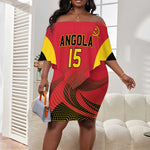 Afro Basketball Custom Angola Off Shoulder Short Dress Go Champions - African Pride