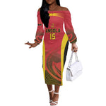Afro Basketball Custom Angola Off The Shoulder Long Sleeve Dress Go Champions - African Pride