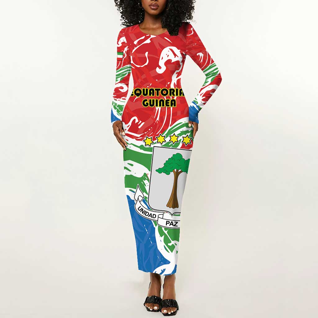 Equatorial Guinea Personalized Long Sleeve Bodycon Dress Happy Independence Day - African Pride