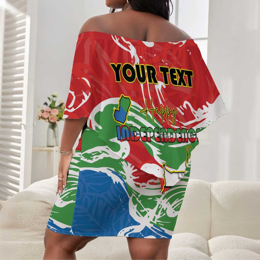 Equatorial Guinea Personalized Off Shoulder Short Dress Happy Independence Day - African Pride