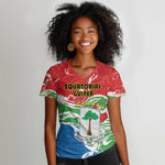 Equatorial Guinea Personalized Women V-Neck T-Shirt Happy Independence Day - African Pride