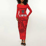 Afro Libya Football Custom Long Sleeve Bodycon Dress Barbary Lion - Sporty Style LT15