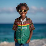 Custom Cameroun Football Kid Hawaiian Shirt Allez Les Lions Indomptables