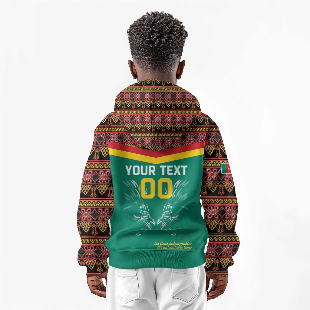 Custom Cameroun Football Kid Hoodie Allez Les Lions Indomptables