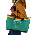 Custom Cameroun Football Leather Tote Bag Allez Les Lions Indomptables