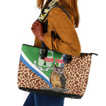 Personalised Equatorial Guinea Leather Tote Bag Bubo Poensis With Coat Of Arms
