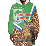 Personalised Equatorial Guinea Wearable Blanket Hoodie Bubo Poensis With Coat Of Arms