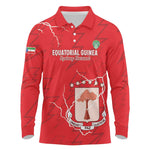 Custom Equatorial Guinea Football Long Sleeve Polo Shirt Go Champions - Red Version