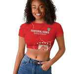 Custom Equatorial Guinea Football Raglan Cropped T shirt Go Champions - Red Version