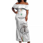 Custom Equatorial Guinea Football Off Shoulder Maxi Dress Go Champions - White Version