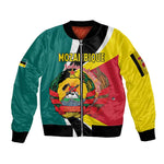 Personalized Mozambique Independence Day Sleeve Zip Bomber Jacket Coat Of Arms - Flag Style