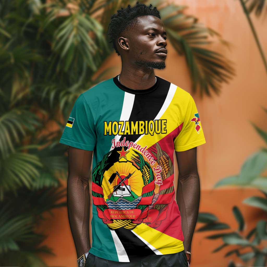 Personalized Mozambique Independence Day T shirt Coat Of Arms - Flag Style