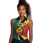 Personalized Mozambique Independence Day Women Sleeveless Polo Shirt Coat Of Arms - Flag Style