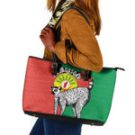 Happy Madagasikara Independence Day Leather Tote Bag Ring-Tailed Lemur With Seal