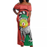 Happy Madagasikara Independence Day Off Shoulder Maxi Dress Ring-Tailed Lemur With Seal