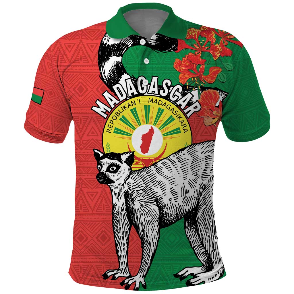 Happy Madagasikara Independence Day Polo Shirt Ring-Tailed Lemur With Seal